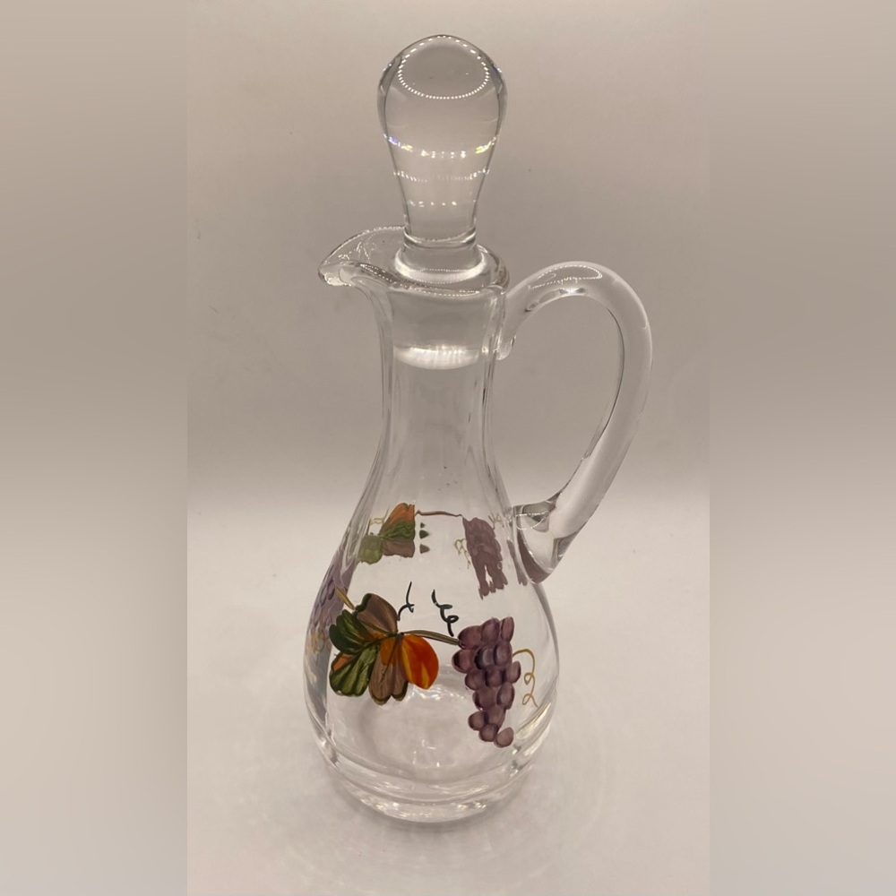Hand painted Glass Oil Cruet w/ Glass Stopper
